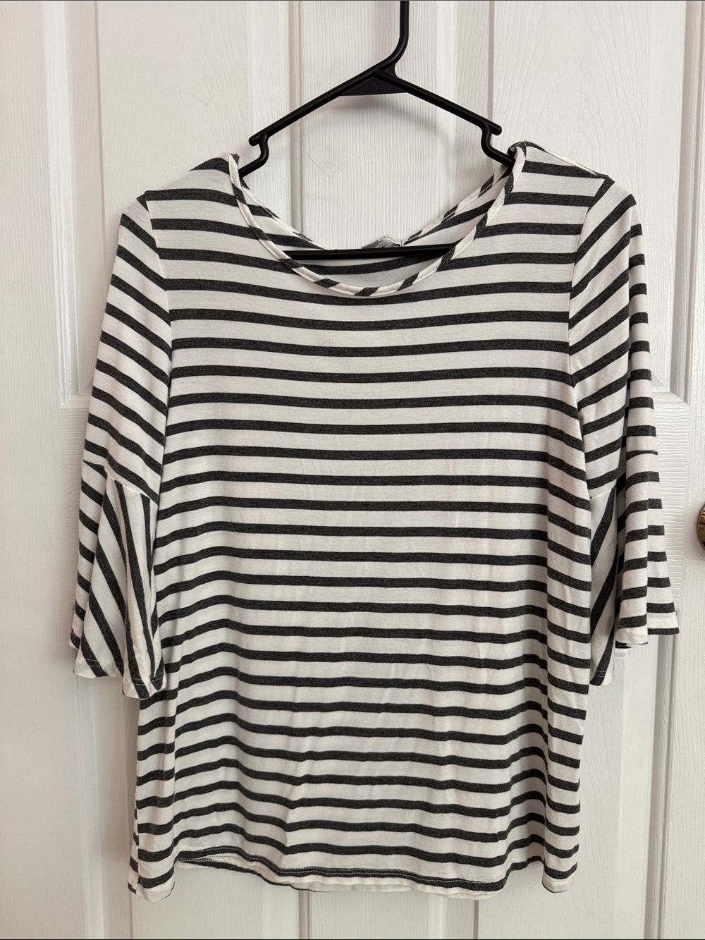 Green Envelope Black & White Striped top bell sleeves
